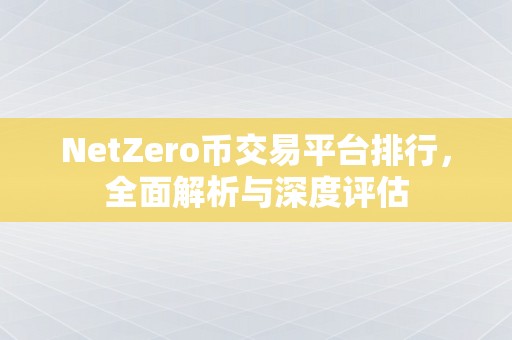 NetZero币交易平台排行，全面解析与深度评估