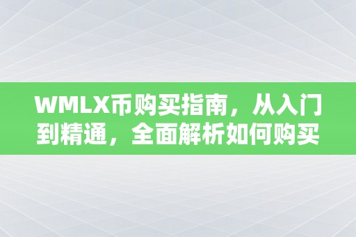 WMLX币购买指南，从入门到精通，全面解析如何购买WMLX币